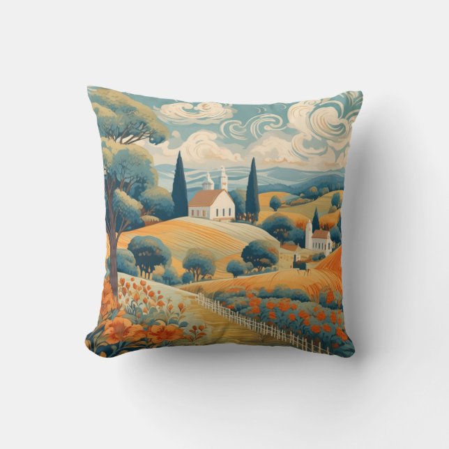 French Countryside Throw Pillow (Front)