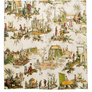 French Creme Toile Chinoiserie Style Rustic
