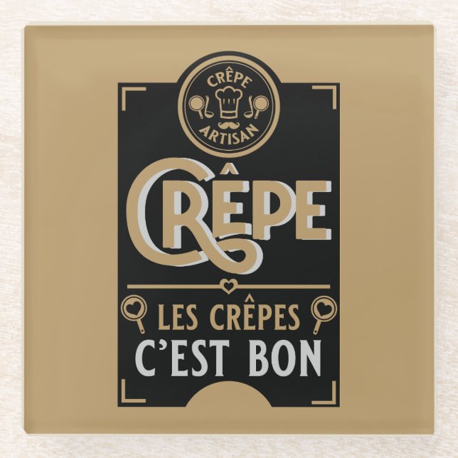 French Crepes Glass Coaster (Front)