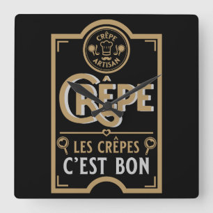 French Crepes Square Wall Clock