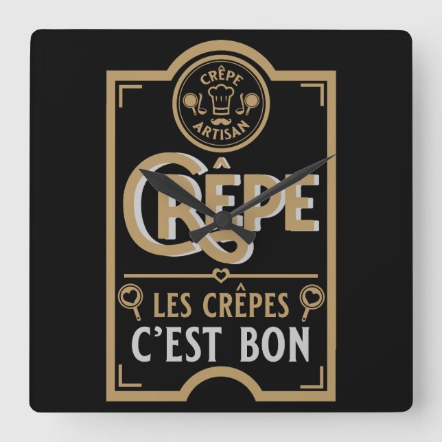 French Crepes Square Wall Clock (Front)