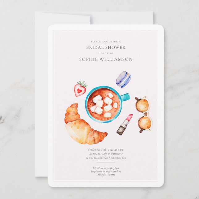 French Croissant and Coffee Bridal Shower  Invitation (Front)