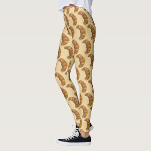 French Croissant Hot Flaky Buttery Pastry Foodie Leggings
