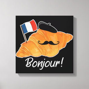 French Croissant Lover France Flag Francophile Canvas Print