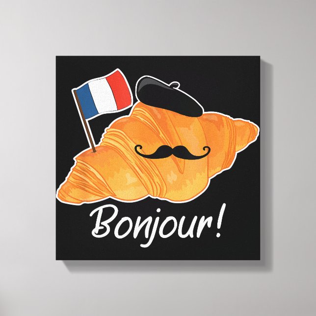 French Croissant Lover France Flag Francophile  Canvas Print (Front)