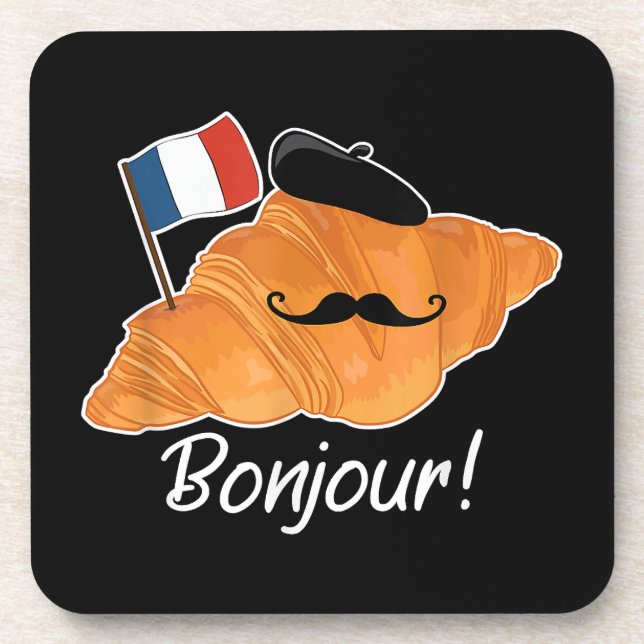 French Croissant Lover France Flag Francophile  Coaster (Front)