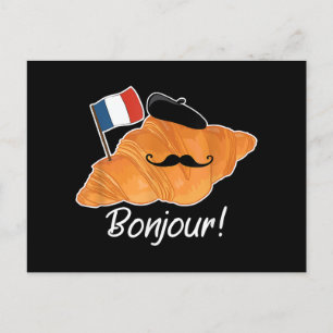 French Croissant Lover France Flag Francophile  Holiday Postcard