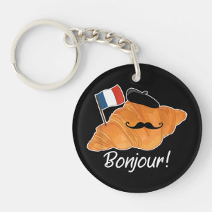 French Croissant Lover France Flag Francophile  Keychain