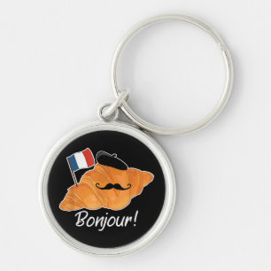 French Croissant Lover France Flag Francophile Keychain