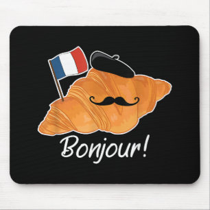 French Croissant Lover France Flag Francophile  Mouse Pad