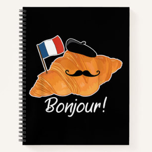 French Croissant Lover France Flag Francophile  Notebook