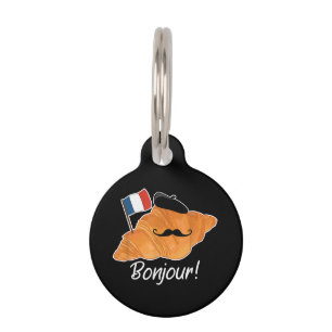 French Croissant Lover France Flag Francophile  Pet Tag