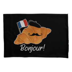 French Croissant Lover France Flag Francophile Pillowcase