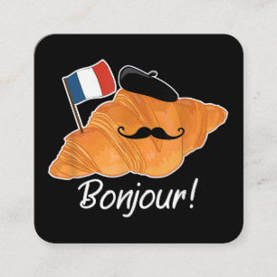 French Croissant Lover France Flag Francophile Square Business Card