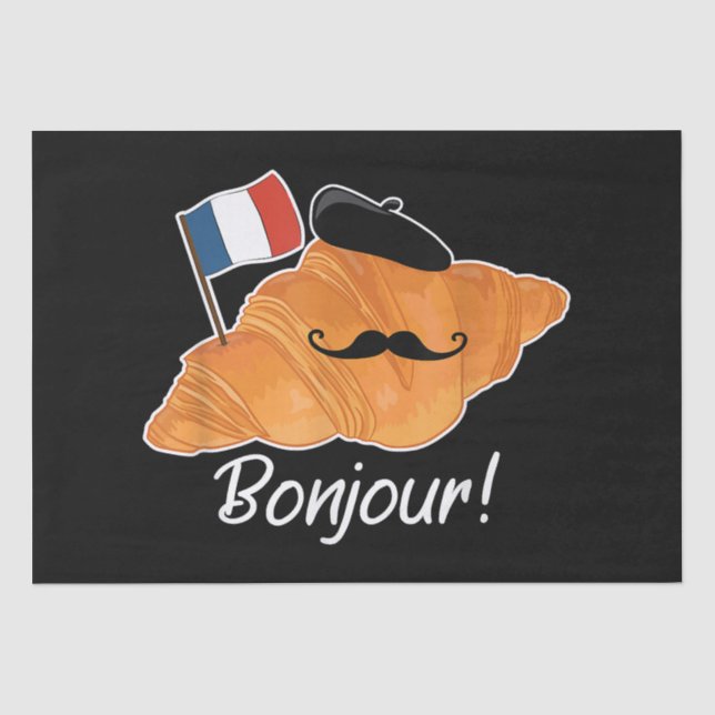 French Croissant Lover France Flag Francophile  Tissue Paper (Front)