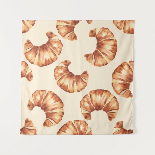 French Croissant: Watercolor Pattern Tapestry (Front)