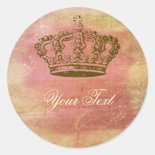 French Crown Stickers Labels Pink & Ivory