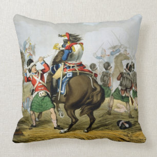 French Cuirassiers at the Battle of Waterloo, Char Throw Pillow