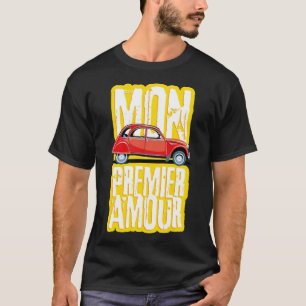 French cult car Duck 2cv red and pet breed  T-Shirt
