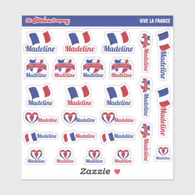 French Custom Name Labels | France (Sheet)