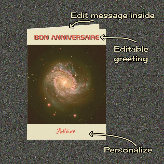 French custom text astronomy birthday card (Creator Uploaded)