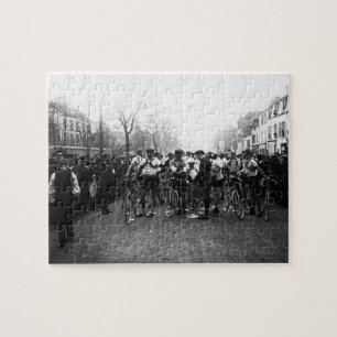 French Cycling Paris-Roubaix Starting Line 1909 Jigsaw Puzzle