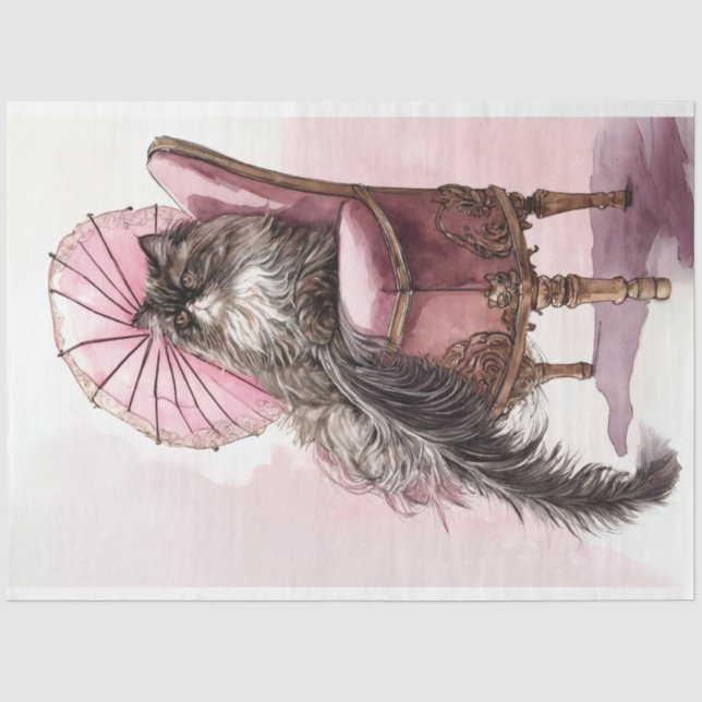 French Daisy the Cat Decoupage  Tissue Paper (Front)
