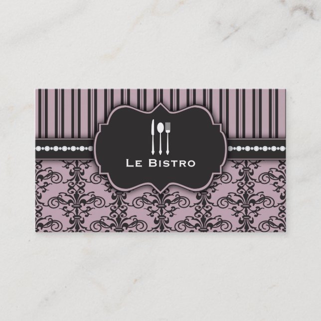 French Damask RestaurantChef Caterer Business Card (Front)