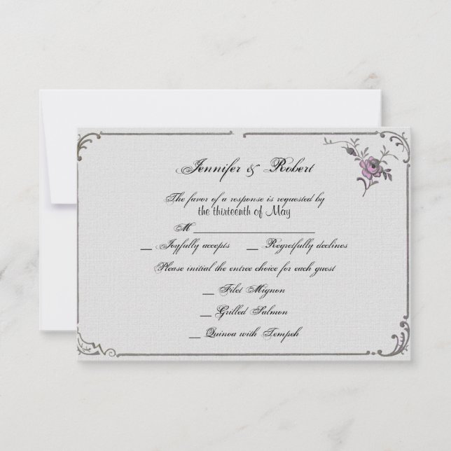 French Deco Frame Posh Wedding Response Card (Front)