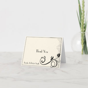 French Deco Rose Black Cream Wedding Thank You