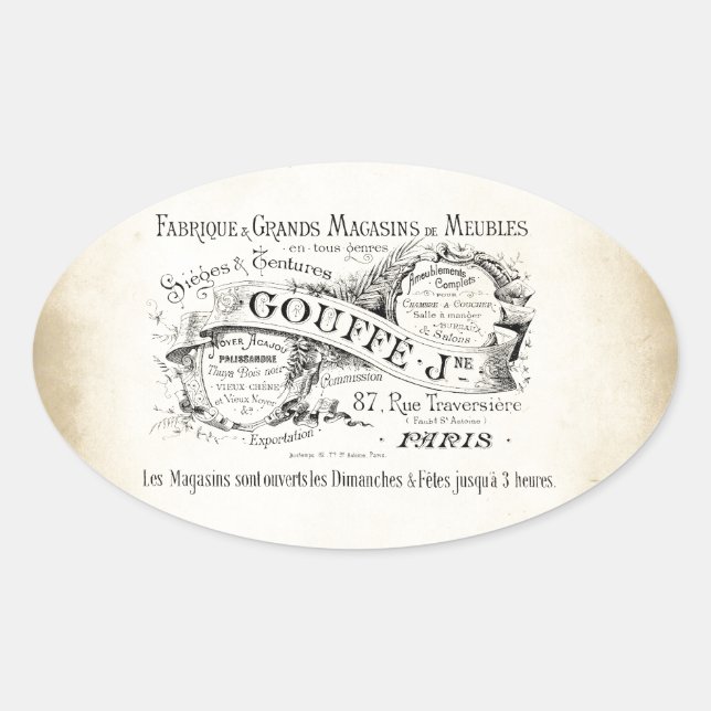 French Department Store Sign Oval Sticker (Front)