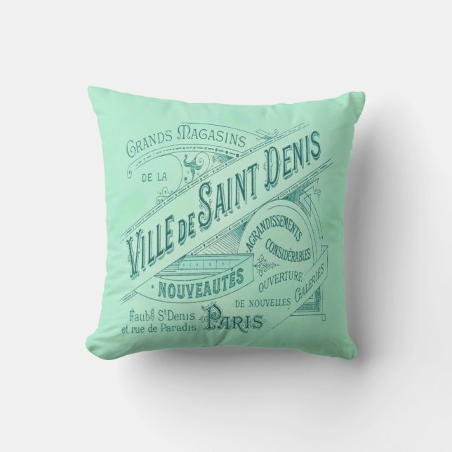 French Department Store Vintage Advertisement Throw Pillow (Front)