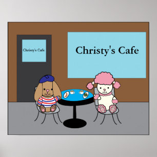 French Dogs at a Cafe Customizable Poster