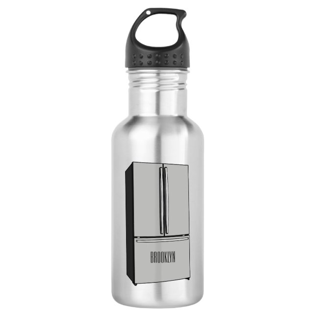 French door refrigerator cartoon illustration 532 ml water bottle (Front)