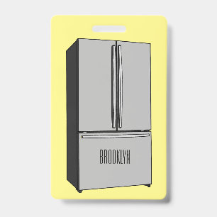 French door refrigerator cartoon illustration badge