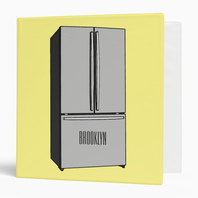 French door refrigerator cartoon illustration binder (Front/Inside)