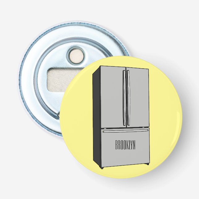 French door refrigerator cartoon illustration bottle opener (Front)