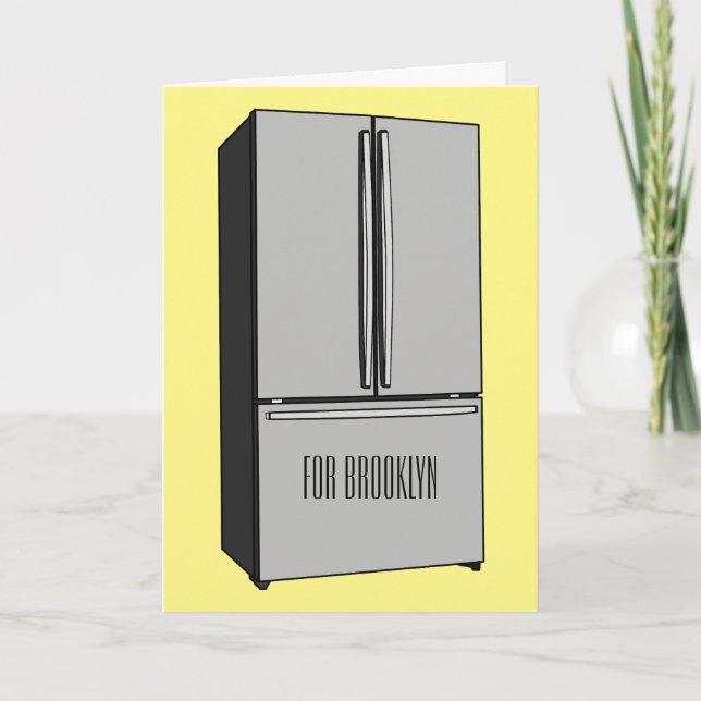 French door refrigerator cartoon illustration card (Front)