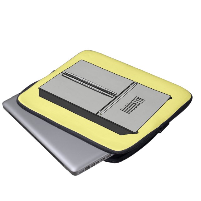 French door refrigerator cartoon illustration laptop sleeve (Front Bottom)