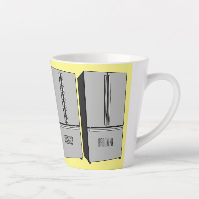 French door refrigerator cartoon illustration latte mug (Right)