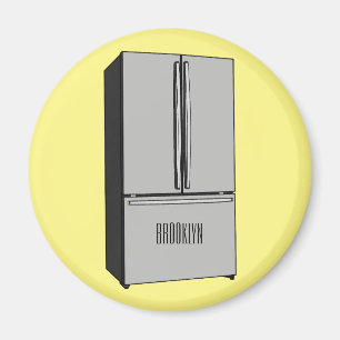 French door refrigerator cartoon illustration magnet