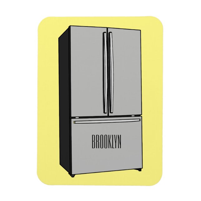 French door refrigerator cartoon illustration magnet (Vertical)