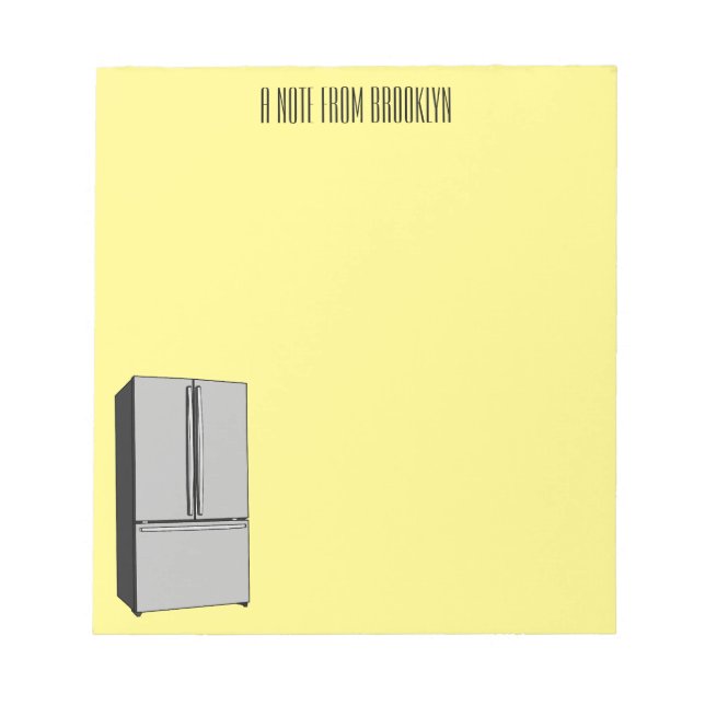 French door refrigerator cartoon illustration notepad (Front)