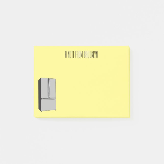 French door refrigerator cartoon illustration post-it notes (Front)