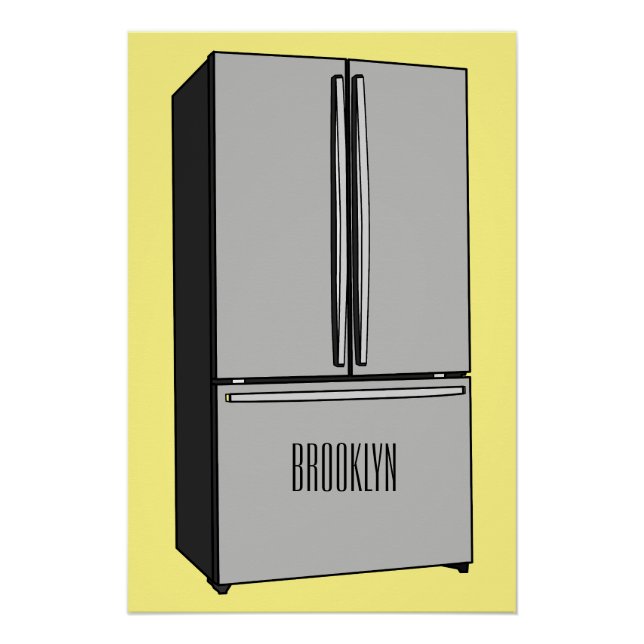 French door refrigerator cartoon illustration poster (Front)