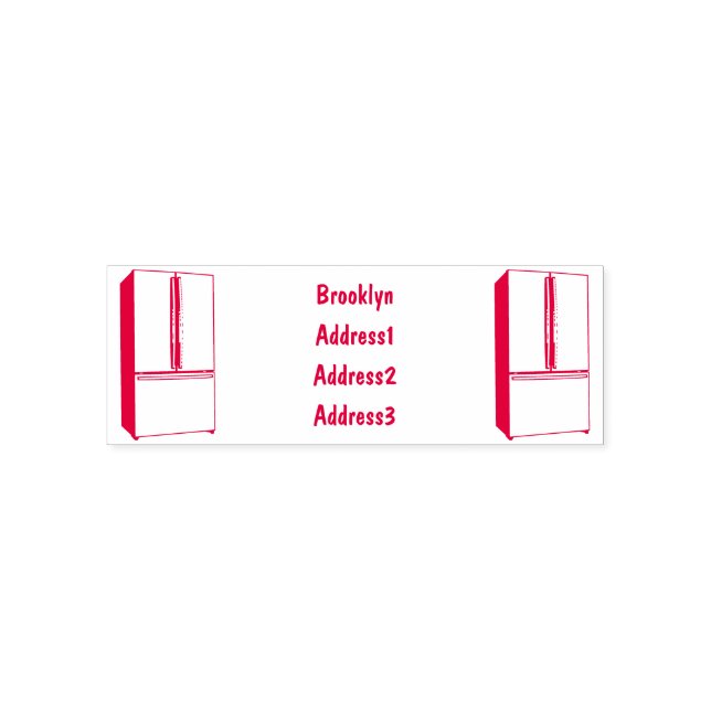 French door refrigerator cartoon illustration self-inking stamp (Design)