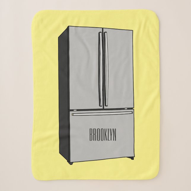 French door refrigerator cartoon illustration sherpa blanket (Front)
