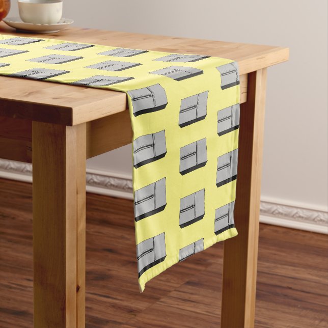 French door refrigerator cartoon illustration short table runner (In Situ)