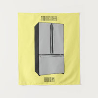 French door refrigerator cartoon illustration