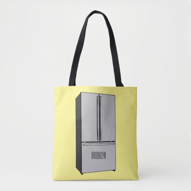 French door refrigerator cartoon illustration tote bag (Front)